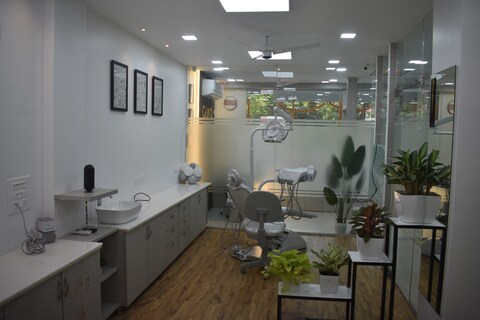 Bright CURO clinic interior with treatment chair and plants
